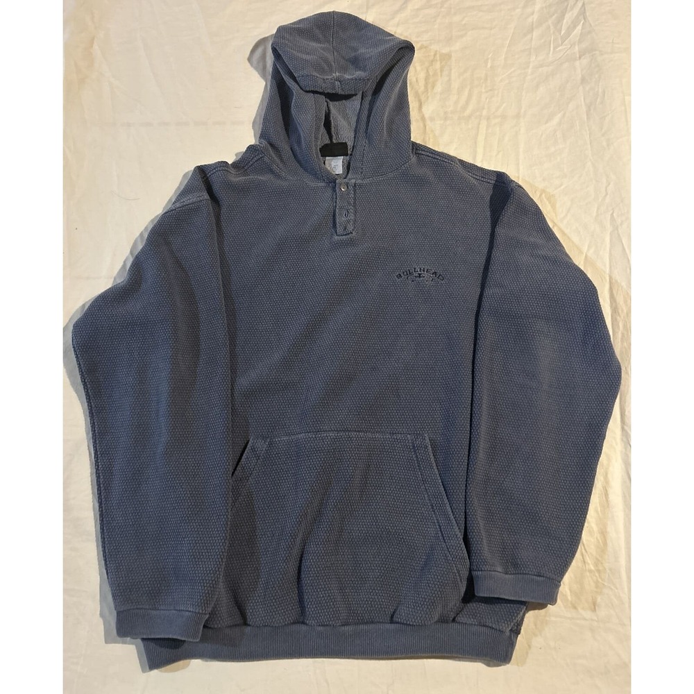 VINTAGE Bullhead Hoodie Mens X-Large Navy Faded Skater Sweatshirt Y2K 90s